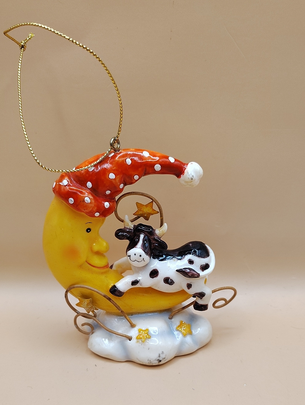 St. Nicholas Square Cow Jumping Over the Moon Christmas Ornament,